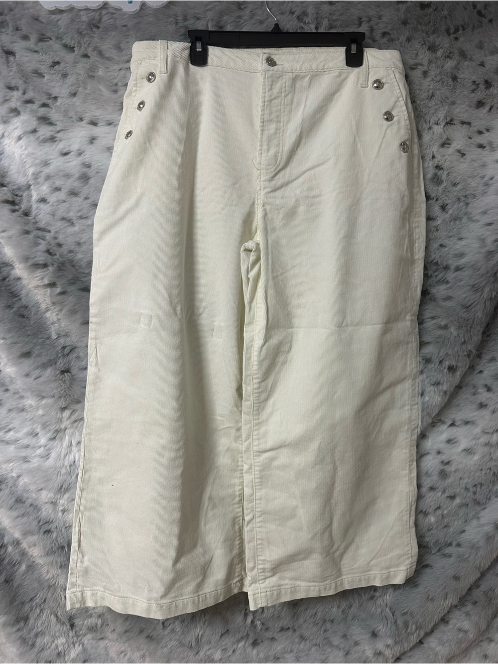 Juicy Couture Cream Wide-Leg Sailor-Button Pants